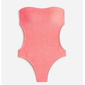 j. Crew Cutout Bandeau Terrycloth One Piece Swimsuit with Straps sz 10 coral